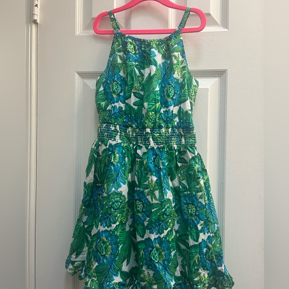 Janie and Jack Green Floral Halter Dress